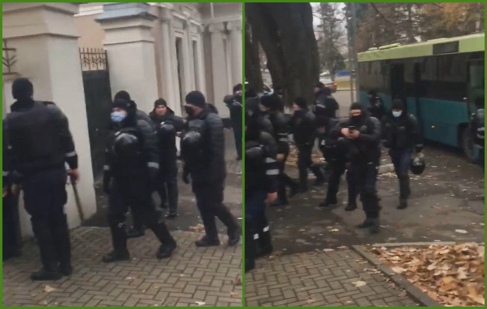 Mascații înarmați cu gaze și bastoane sunt gata de protest. „Pavel Voicu aduce masiv la parlament polițiști din comisariatele din raioane”